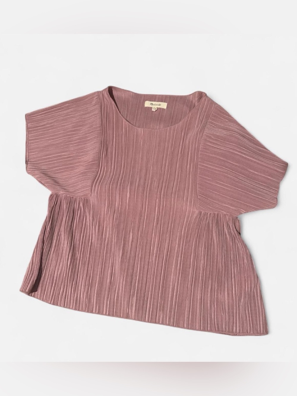 Madewell Pleated Short-Sleeve Blouse - Rose